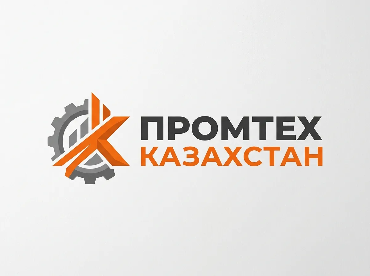 Логотип ПРОМТЕХ КАЗАХСТАН — промышленная компания, строгий корпоративный стиль, оранжевый и серый цвета